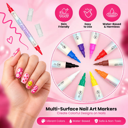 Nails Art Pen (Dual Tip - 12 Pens) - Secret Teddy