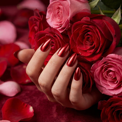 Cherry Wine Crystal Cat Eye Short Nails | Reusable Nails - Secret Teddy