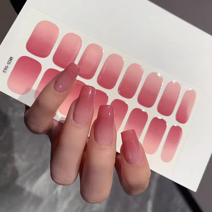 Pink Ombre-Gel Nail Stickers — No UV Lamp Needed