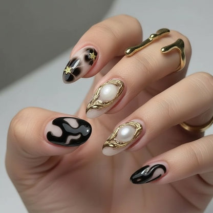 Golden Eclipse - 24 Nails Set - Secret Teddy