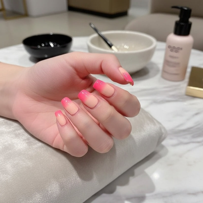 Neon Pink Ombre-Gel Nail Stickers — No UV Lamp Needed - Secret Teddy