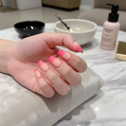Neon Pink Ombre-Gel Nail Stickers — No UV Lamp Needed - Secret Teddy