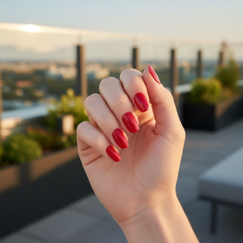 Glossy Red Nail Gel Strips - Secret Teddy