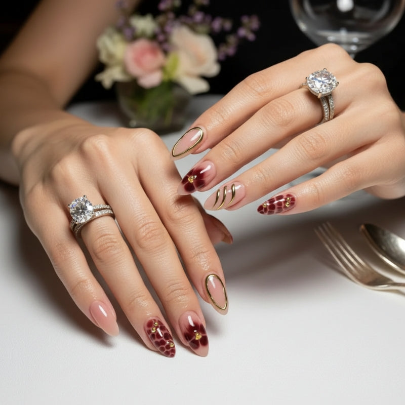 Opulent Flora - 24 Nails Set - Secret Teddy