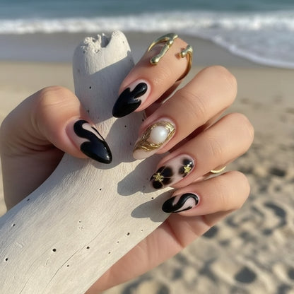 Golden Eclipse - 24 Nails Set - Secret Teddy