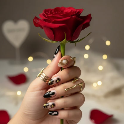 Golden Eclipse - 24 Nails Set - Secret Teddy