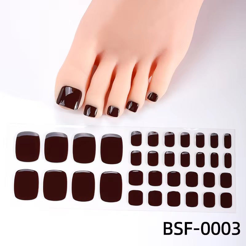 Espresso Brown Toe Nails Gel Strips - No UV Lamp Needed