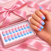 Autocollants pour ongles en gel ombré bleu et rose — lampe UV non requise
