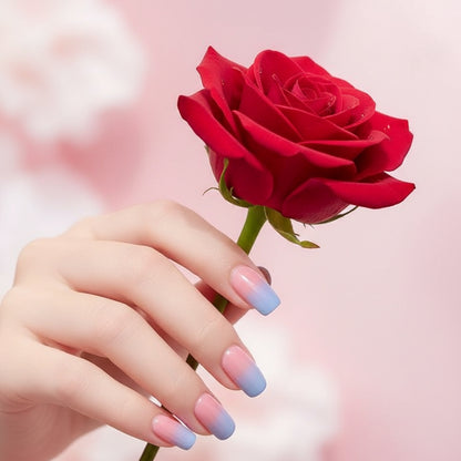 Blue Pink Ombre-Gel Nail Stickers — No UV Lamp Needed - Secret Teddy