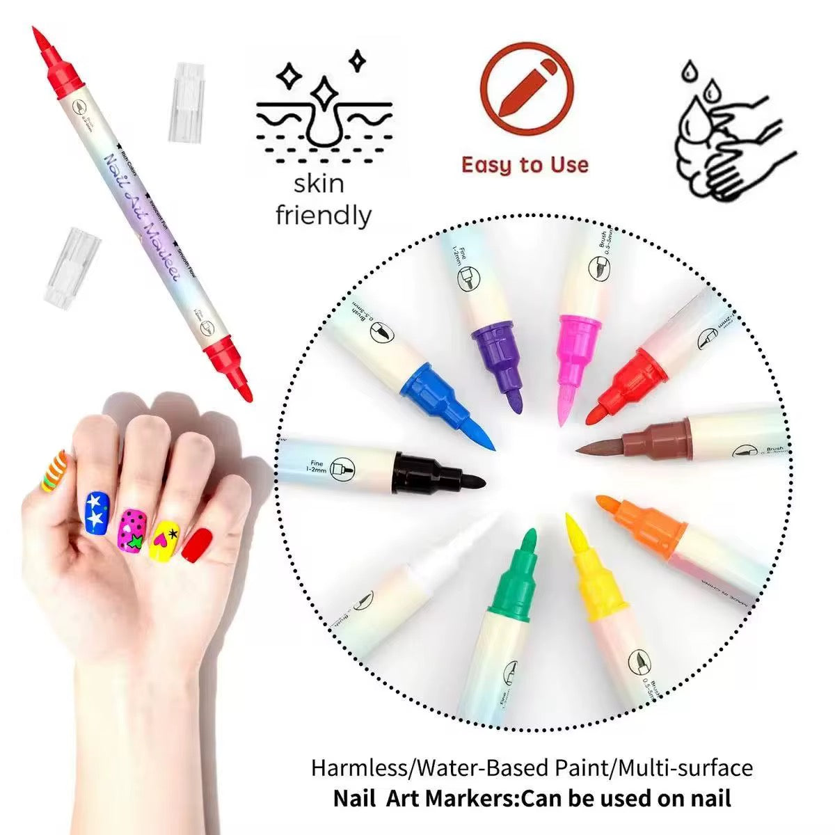 Nails Art Pen (Dual Tip - 12 Pens) - Secret Teddy