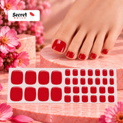 Classic Red Toe Nails Gel Strips - No UV Lamp Needed