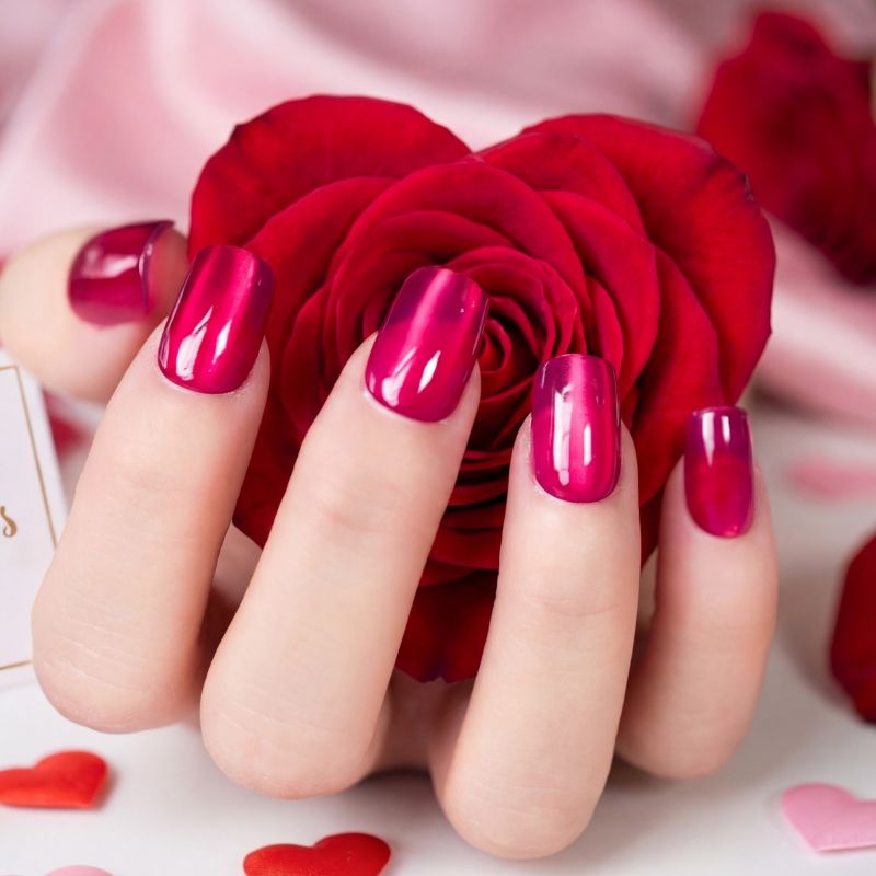 Rose Pink - Cat Eye Nails - Secret Teddy