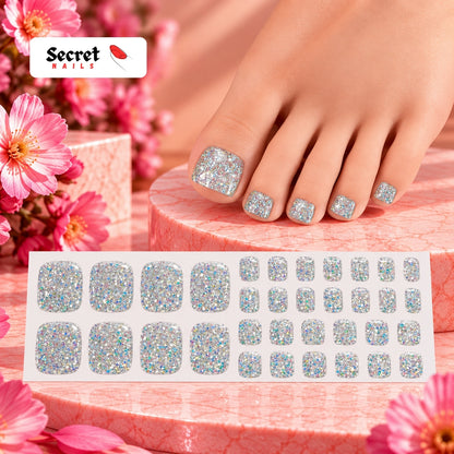 Diamond Dust Toe Nails Gel Strips - No UV Lamp Needed