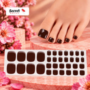 Espresso Brown Toe Nails Gel Strips - No UV Lamp Needed