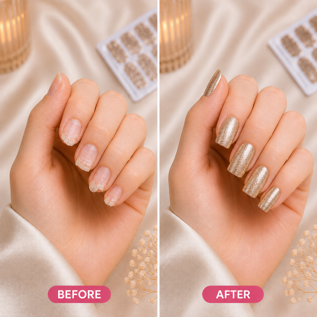 Secret Nails Vorher-Nachher-Nageltransformation