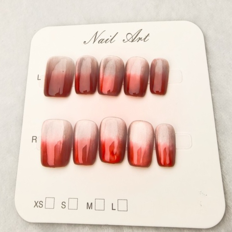 Handmade Reusable Cat Eye Nails - Grayish Pink