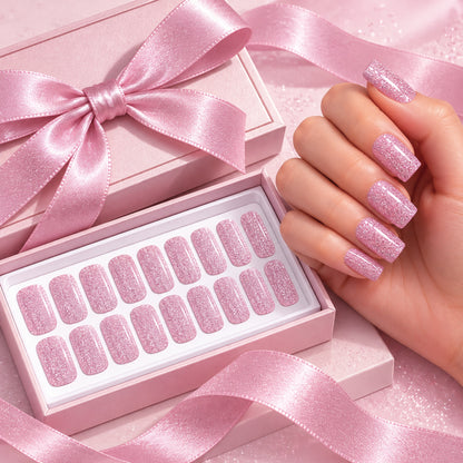 Light Pink Glitter-Gel Nail Stickers — No UV Lamp Needed - Secret Teddy