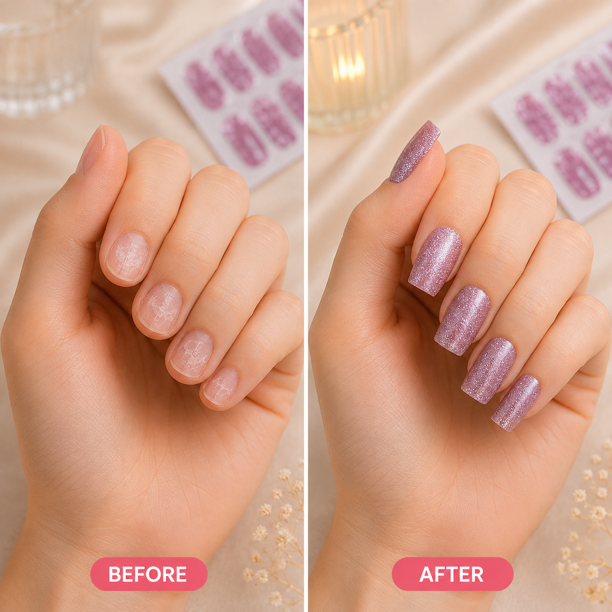 Secret Nails Vorher-Nachher-Nageltransformation