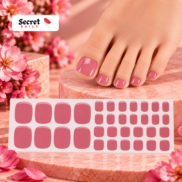 Mauve Pink Toe Nails Gel Strips - No UV Lamp Needed