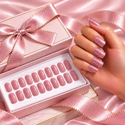 Autocollants pour ongles en gel pailleté rose moyen — lampe UV non requise