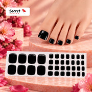 Midnight Black Toe Nails Gel Strips - No UV Lamp Needed