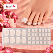 Milky White Toe Nails Gel Strips - No UV Lamp Needed