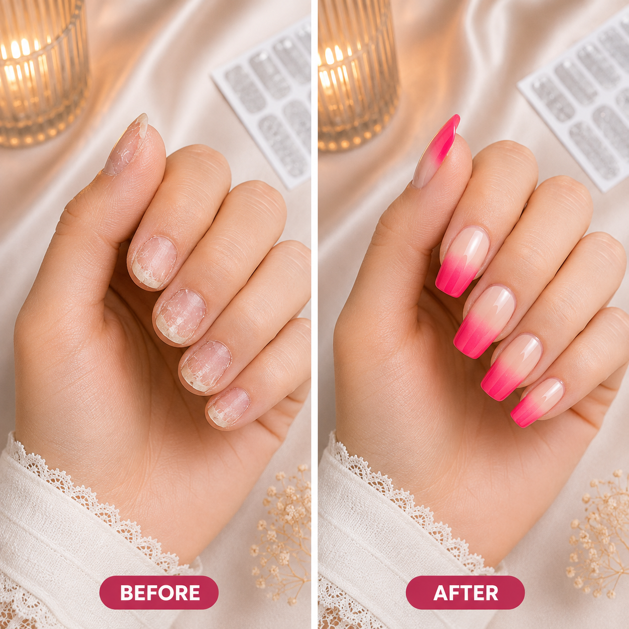 Secret Nails before and after nail transformation