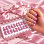 Autocollants pour ongles en gel pailleté rose — lampe UV non requise