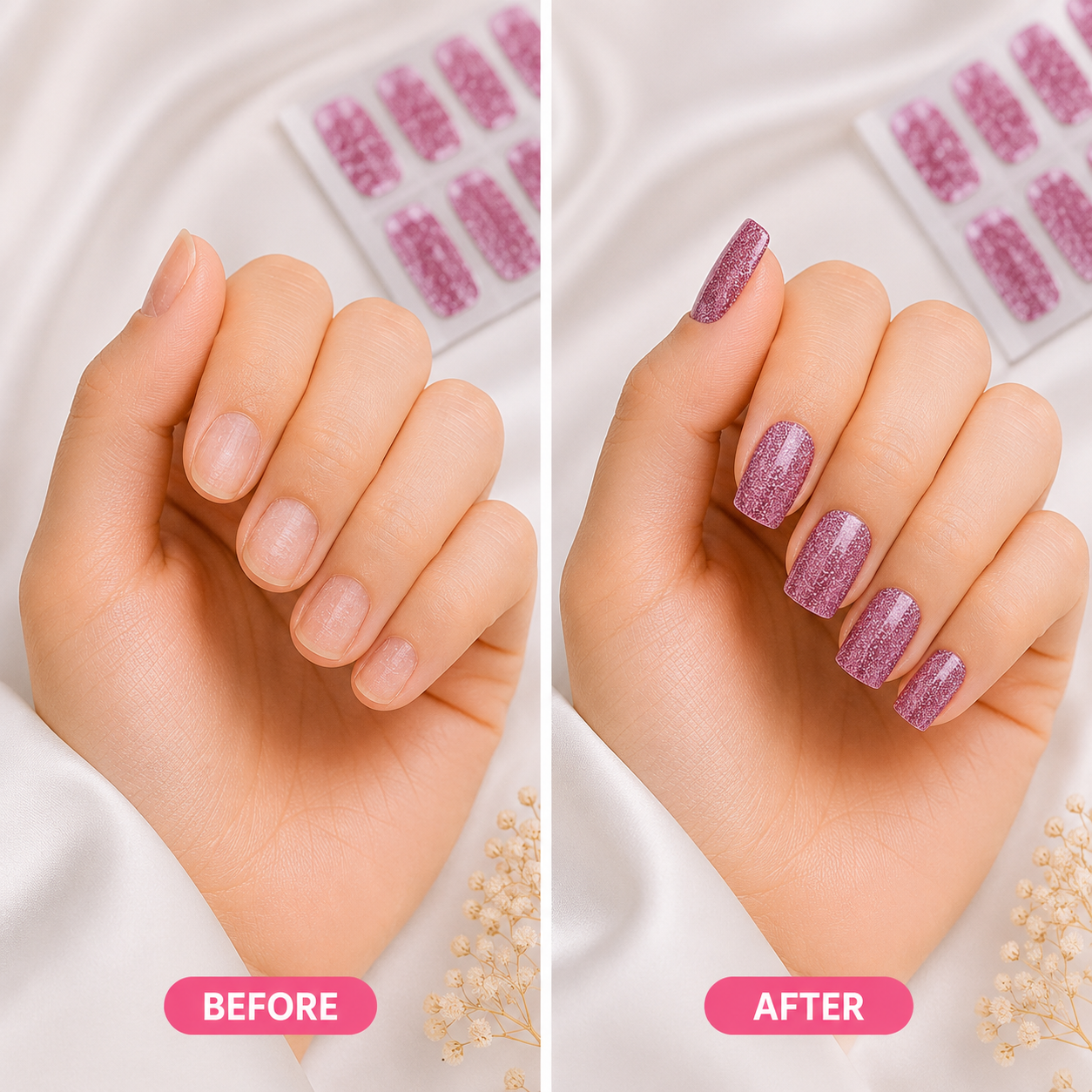 Secret Nails Vorher-Nachher-Nageltransformation