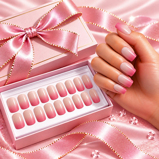 Pink Ombre-Gel Nail Stickers — No UV Lamp Needed - Secret Teddy