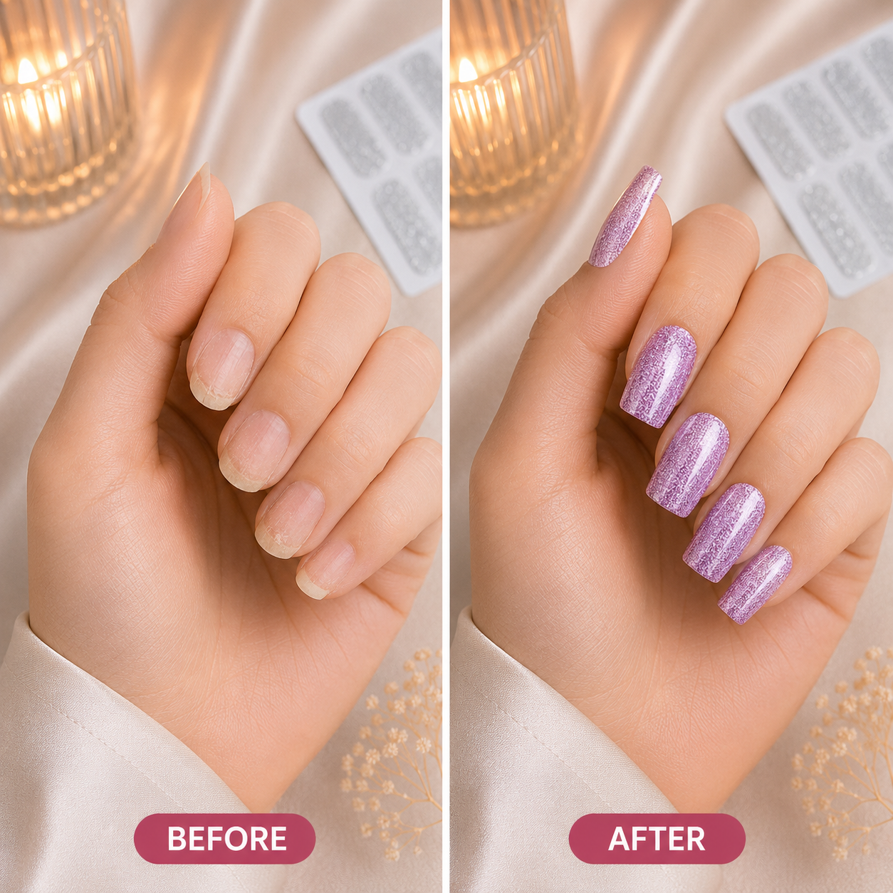 Secret Nails before and after nail transformation