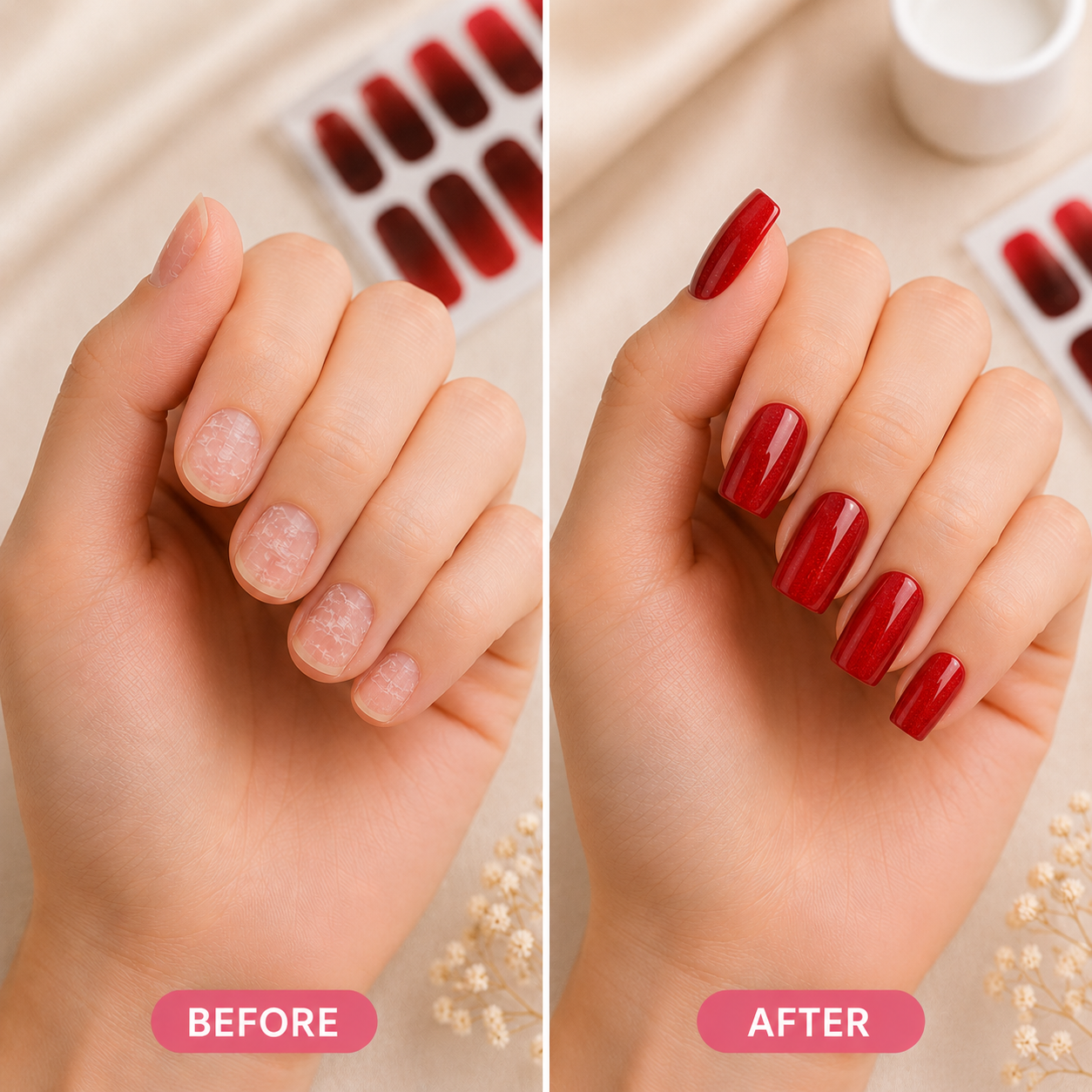 Secret Nails Vorher-Nachher-Nageltransformation
