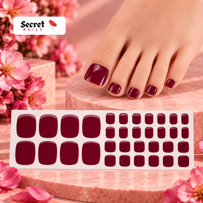 Royal Burgundy Toe Nails Gel Strips - No UV Lamp Needed