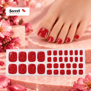 Ruby Sparkle Toe Nails Gel Strips - No UV Lamp Needed