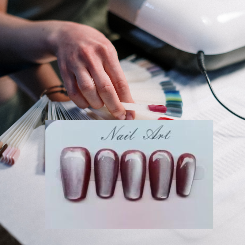 Handmade Reusable Cat Eye Nails - Red Shade