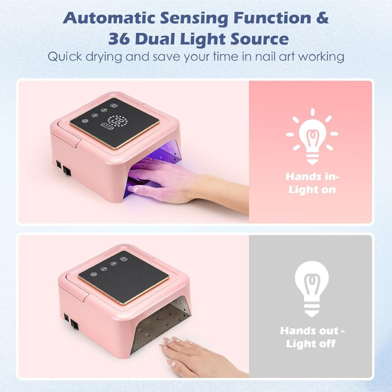 CureBeam Pro – 108W Cordless UV Nail Lamp for Opaque Nails, Gel Polish & Solid Gel Adhesive - Secret Teddy