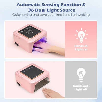 CureBeam Pro – 108W Cordless UV Nail Lamp for Opaque Nails, Gel Polish & Solid Gel Adhesive - Secret Teddy
