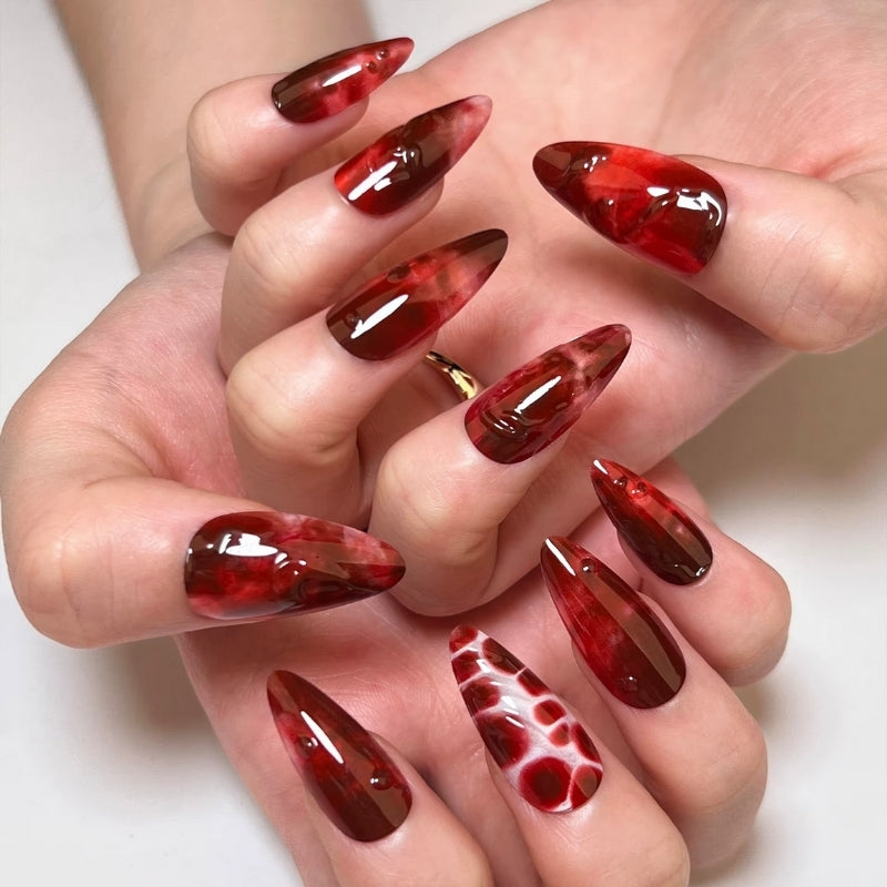 3D Blood Red Gradient Almond Shape