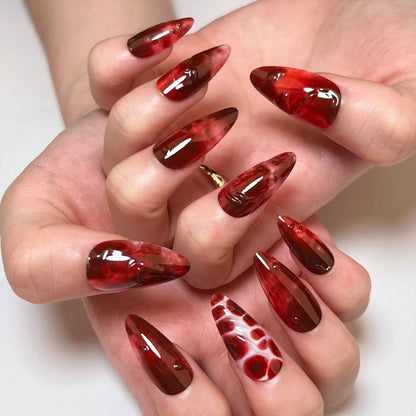 3D Blood Red Gradient Almond Shape