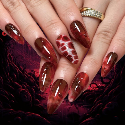 3D Blood Red Gradient Almond Shape