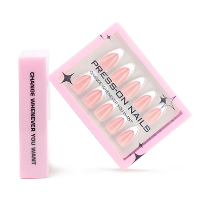Press-On French Almond Nails – 30 Pieces for Salon-Quality Nails - Secret Teddy