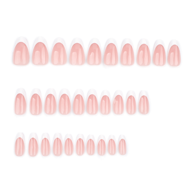 Press-On French Almond Nails – 30 Pieces for Salon-Quality Nails