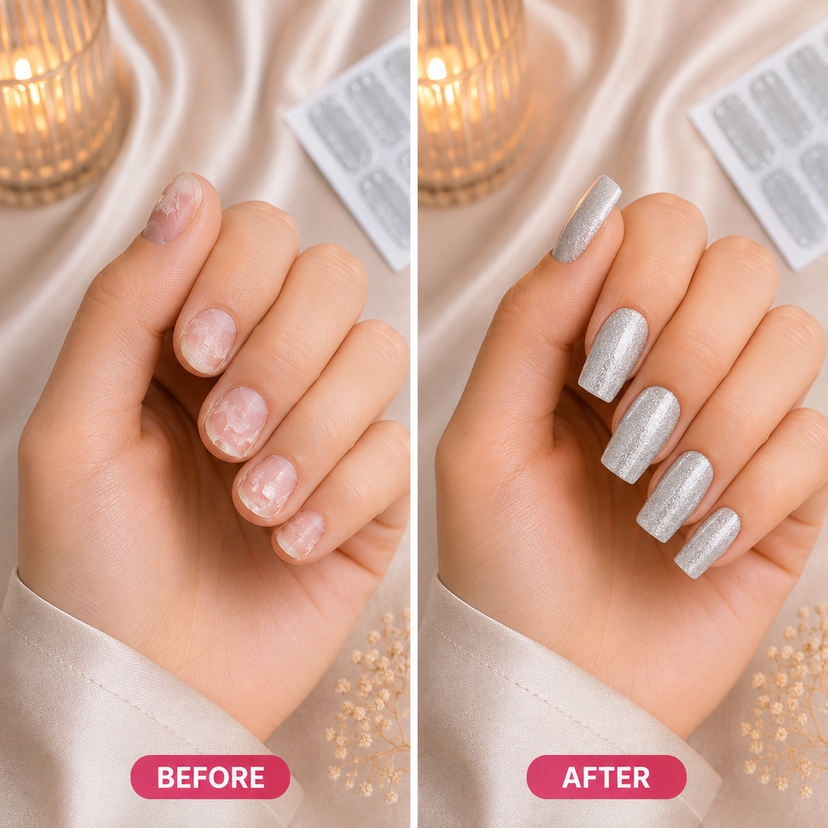 Secret Nails before and after nail transformation