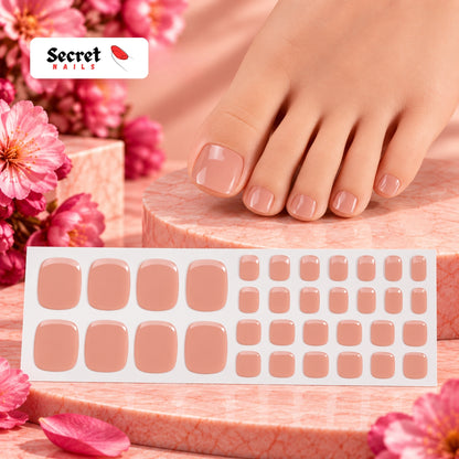 Soft Nude Toe Nails Gel Strips - No UV Lamp Needed