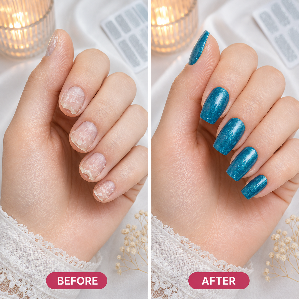 Secret Nails before and after nail transformation