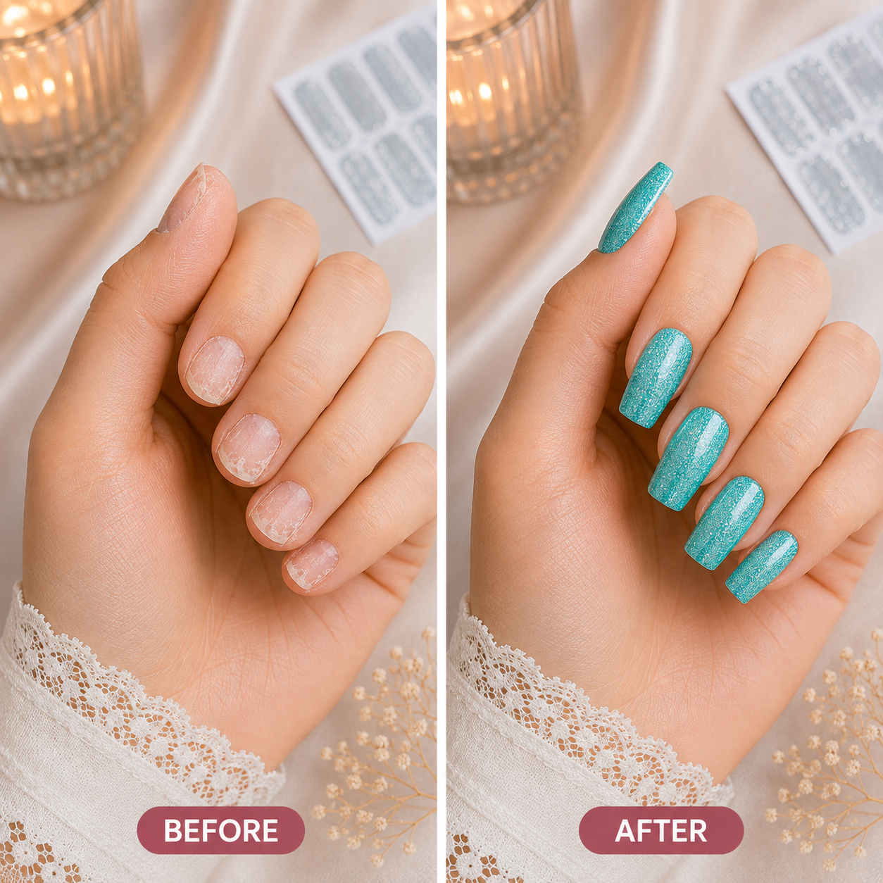 Secret Nails before and after nail transformation