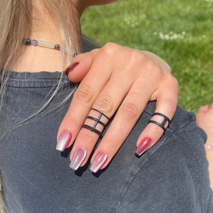 Handmade Reusable Cat Eye Nails - Red Shade