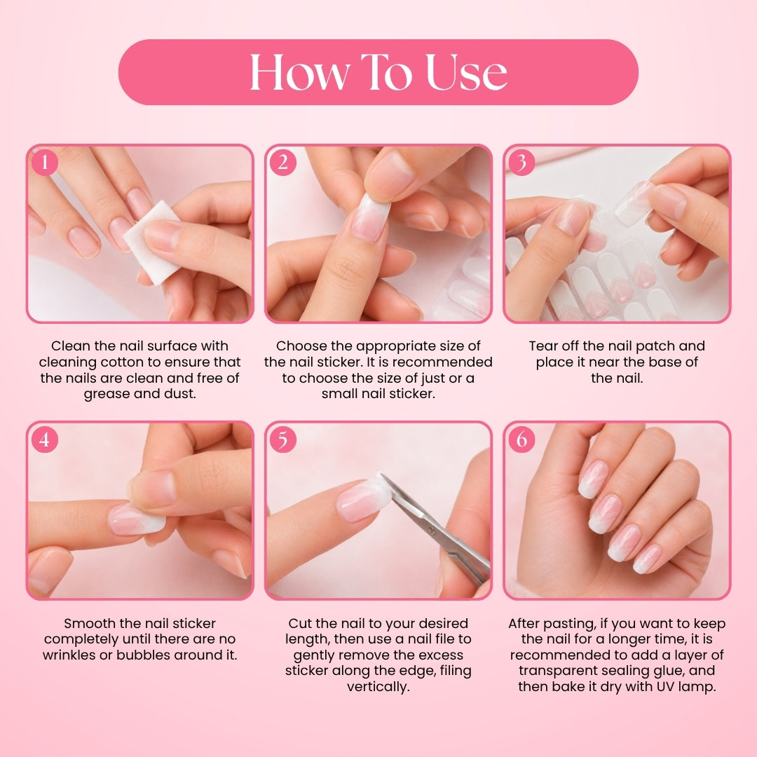 Milky Blush-Gel Nail Stickers | No UV Lamp Needed - Secret Teddy