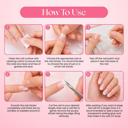 Milky Blush-Gel Nail Stickers | No UV Lamp Needed - Secret Teddy