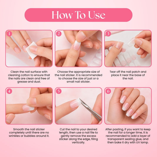 Milky Blush-Gel Nail Stickers | No UV Lamp Needed